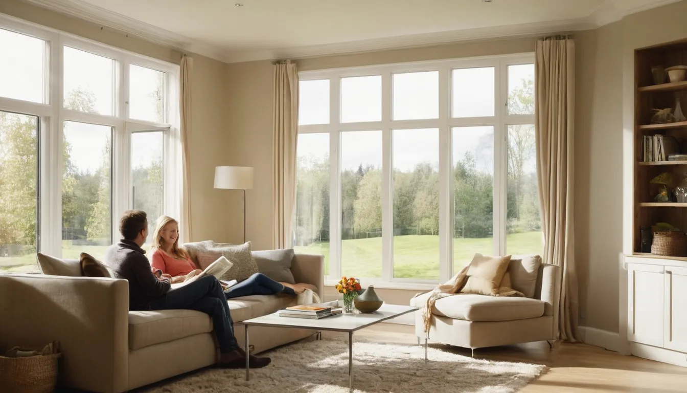 A bright living room near Tarpon Springs with new windows and a family relaxing inside