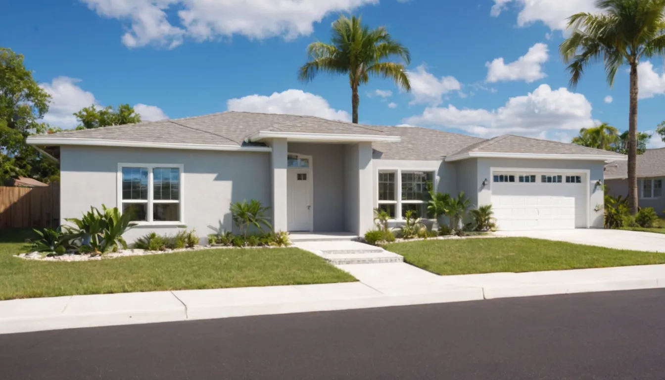 A single-story block home with fresh vinyl siding and new windows in Tarpon Springs